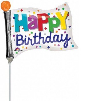 Happy Birthday Flag, Zászló Mini fólia lufi Happy Birthday Flag, Zászló Mini fólia lufi