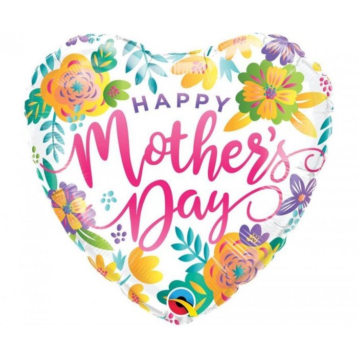 Happy Mother's Day Flowers, Boldog Anyák Napját fólia lufi 46 cm