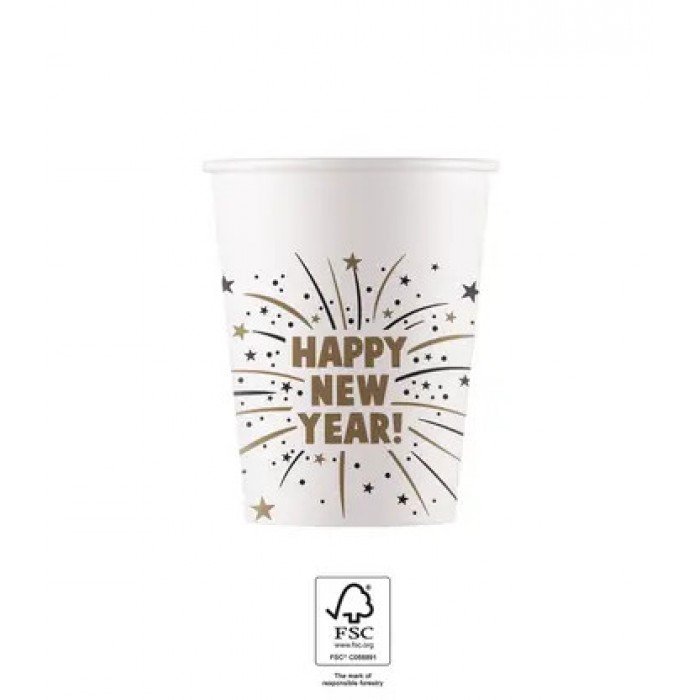 Happy New Year Flares papír pohár 8 db-os 200 ml FSC