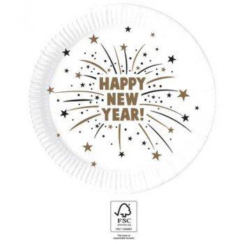 Happy New Year Flares papírtányér 8 db-os 23 cm FSC Happy New Year Flares papírtányér 8 db-os 23 cm FSC
