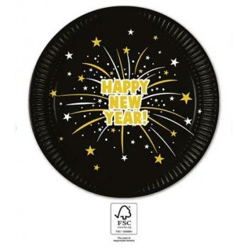Happy New Year Flares papírtányér 8 db-os 23 cm FSC Happy New Year Flares papírtányér 8 db-os 23 cm FSC