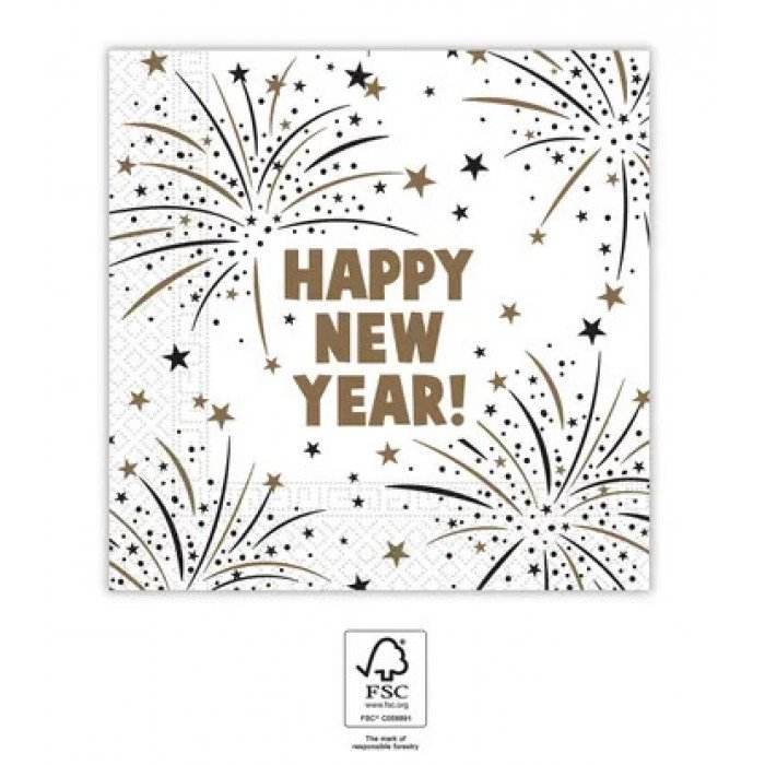 Happy New Year Flares szalvéta 20 db-os, 33x33 cm FSC