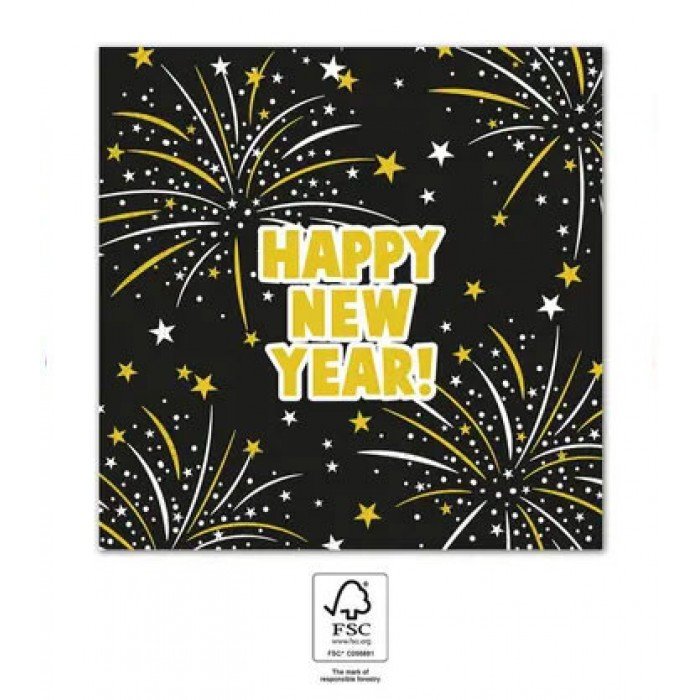 Happy New Year Flares szalvéta 20 db-os, 33x33 cm