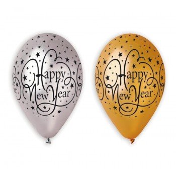 Happy New Year Gold Silver léggömb, lufi 6 db-os 12 inch (30 cm) Happy New Year Gold Silver léggömb, lufi 6 db-os 12 inch (30 cm)