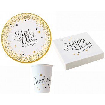 Golden Wishes, Happy New Year party szett 36 db-os 23 cm-es tányérral Golden Wishes, Happy New Year party szett 36 db-os 23 cm-es tányérral