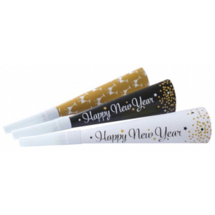 Golden Wishes Happy New Year trombita 3 db-os