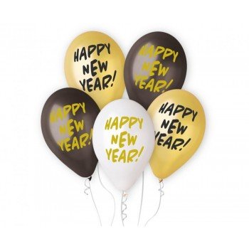 Happy New Year léggömb, lufi 5 db-os 13 inch (33 cm) Happy New Year léggömb, lufi 5 db-os 13 inch (33 cm)