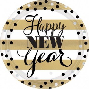 Happy New Year Papírtányér 8 db-os 22,9 cm Happy New Year Papírtányér 8 db-os 22,9 cm