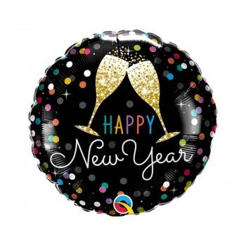 Happy New Year Pezsgős Poharak fólia lufi 46 cm Happy New Year Pezsgős Poharak fólia lufi 46 cm