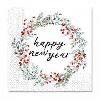 Happy New Year Wreath szalvéta 20 db-os 33x33 cm FSC Happy New Year Wreath szalvéta 20 db-os 33x33 cm FSC