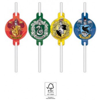 Harry Potter Hogwarts Houses papír szívószál 4 db-os szett FSC Harry Potter Hogwarts Houses papír szívószál 4 db-os szett FSC