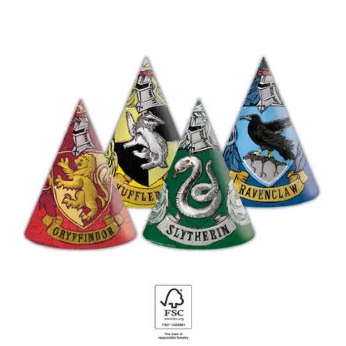 Harry Potter Hogwarts Houses Parti kalap, csákó 6 db-os FSC