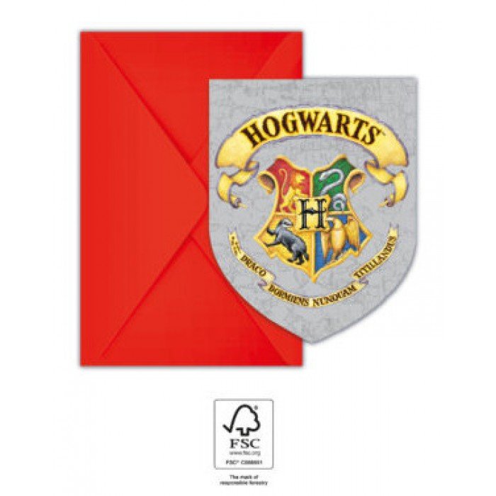 Harry Potter Hogwarts Houses Party meghívó 6 db-os FSC