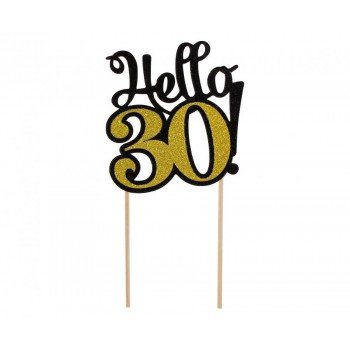 Black-Gold Hello 30 torta dekoráció 19 cm Black-Gold Hello 30 torta dekoráció 19 cm