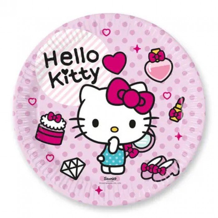 Hello Kitty Fashion papírtányér 8 db-os 23 cm FSC