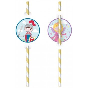 Hercegnő és Lovag papír szívószál, 8 db-os szett Hercegnő és Lovag papír szívószál, 8 db-os szett