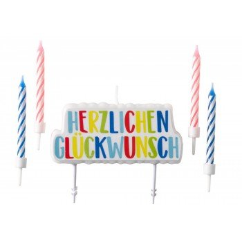 Herzlichen Glückwunsch, Gratulálok gyertya 5 db-os Herzlichen Glückwunsch, Gratulálok gyertya 5 db-os