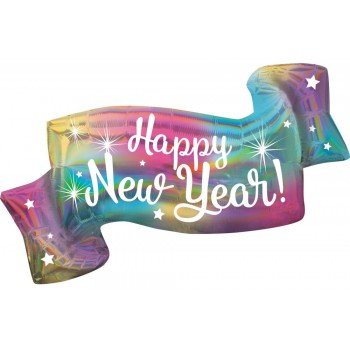 Hologrammos Happy New Year Fólia lufi 99 cm Hologrammos Happy New Year Fólia lufi 99 cm