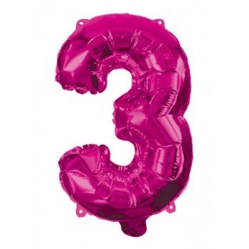 Hot Pink 3-as szám fólia lufi 95 cm Hot Pink 3-as szám fólia lufi 95 cm