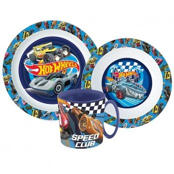 Hot Wheels Blue Fire étkészlet, micro műanyag szett bögrével 350 ml Hot Wheels Blue Fire étkészlet, micro műanyag szett bögrével 350 ml