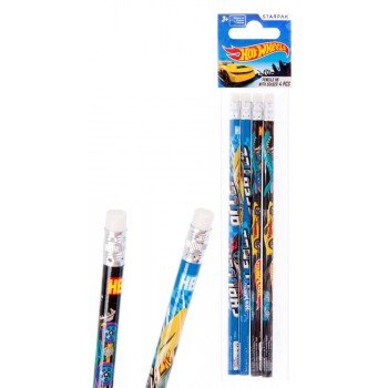 Hot Wheels HB Grafit ceruza radír véggel 4 db-os Hot Wheels HB Grafit ceruza radír véggel 4 db-os