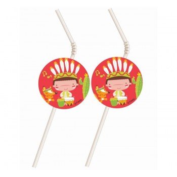 Indian Party, Indián műanyag szívószál 6 db-os Indian Party, Indián műanyag szívószál 6 db-os