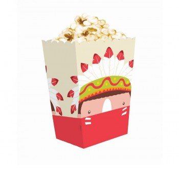Indián Party papír popcorn doboz 19 cm 4 db-os Indián Party papír popcorn doboz 19 cm 4 db-os