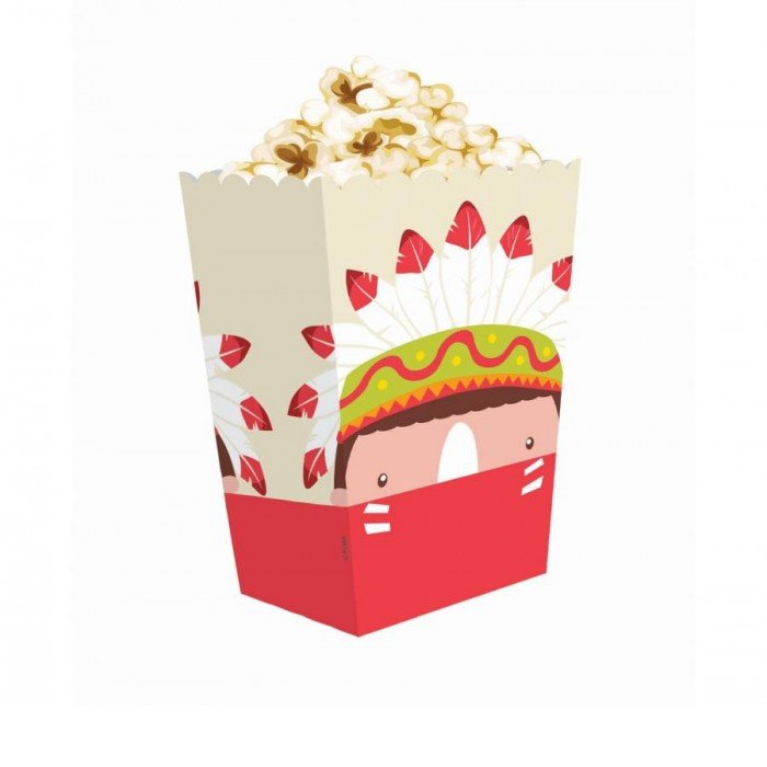 Indián Party papír popcorn doboz 19 cm 4 db-os