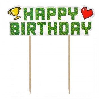 Happy Birthday Game On torta dekoráció 14,5 cm Happy Birthday Game On torta dekoráció 14,5 cm