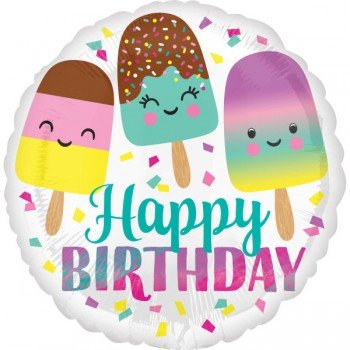 Happy Birthday jégkrém fólia lufi 43 cm Happy Birthday jégkrém fólia lufi 43 cm