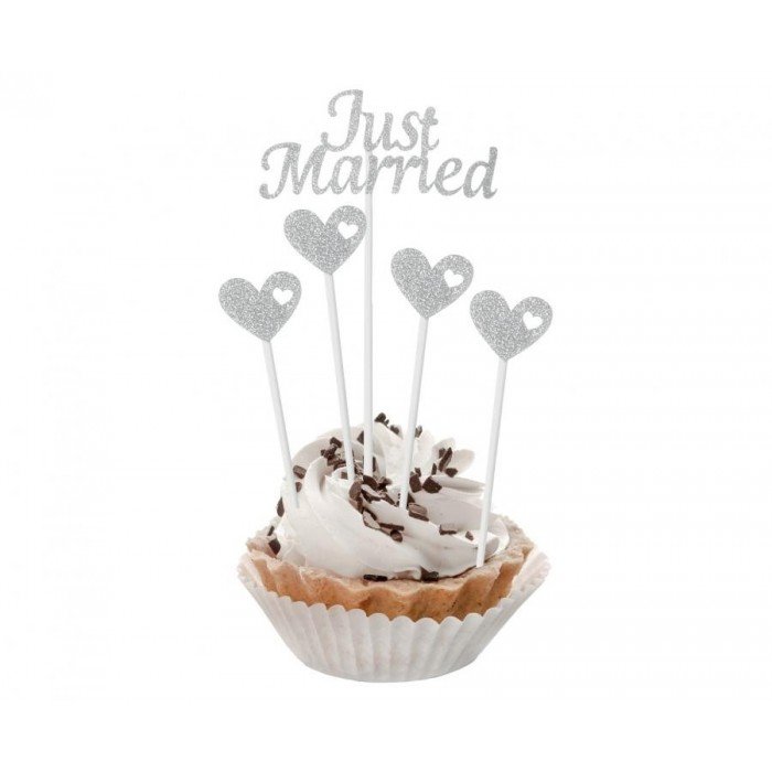 Just Married Silver torta dekoráció 5 db-os