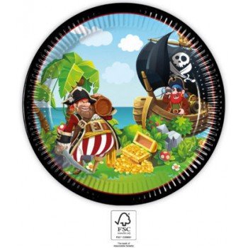 Island Pirates, Kalóz papírtányér 8 db-os 23 cm FSC