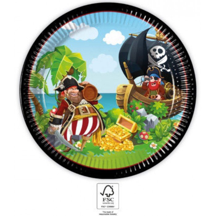 Island Pirates, Kalóz papírtányér 8 db-os 23 cm FSC