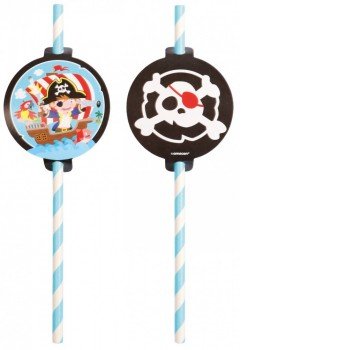 Kalóz papír szívószál, 8 db-os szett