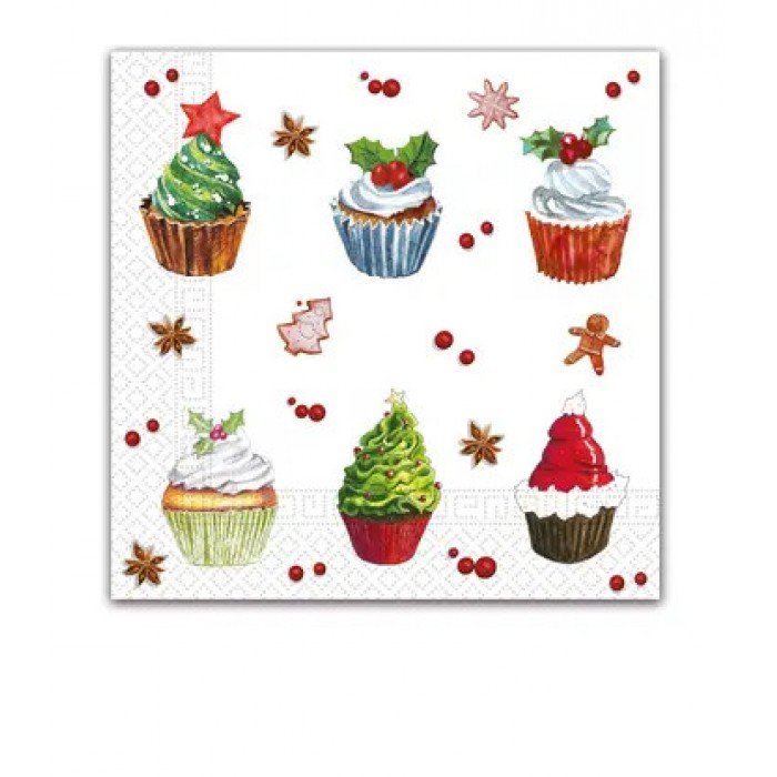 Christmas Cupcakes, Karácsony szalvéta 20 db-os 33x33 cm