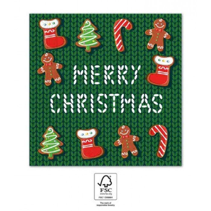 Merry Christmas Handicrafts, Karácsony szalvéta 20 db-os, 33x33 cm FSC