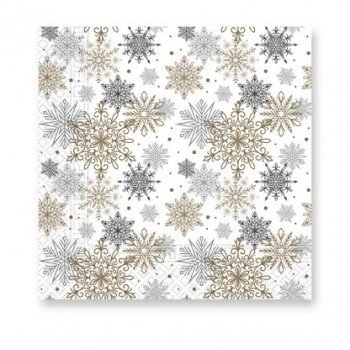 Silver-Gold Snowflakes, Karácsony szalvéta 20 db-os 33x33 cm