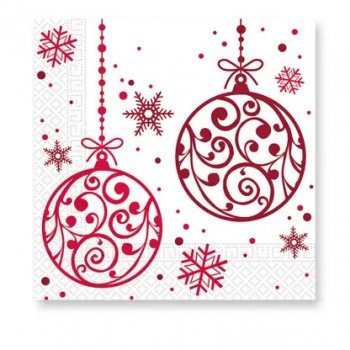 Xmas Red Balls, Karácsony szalvéta 20 db-os 33x33 cm