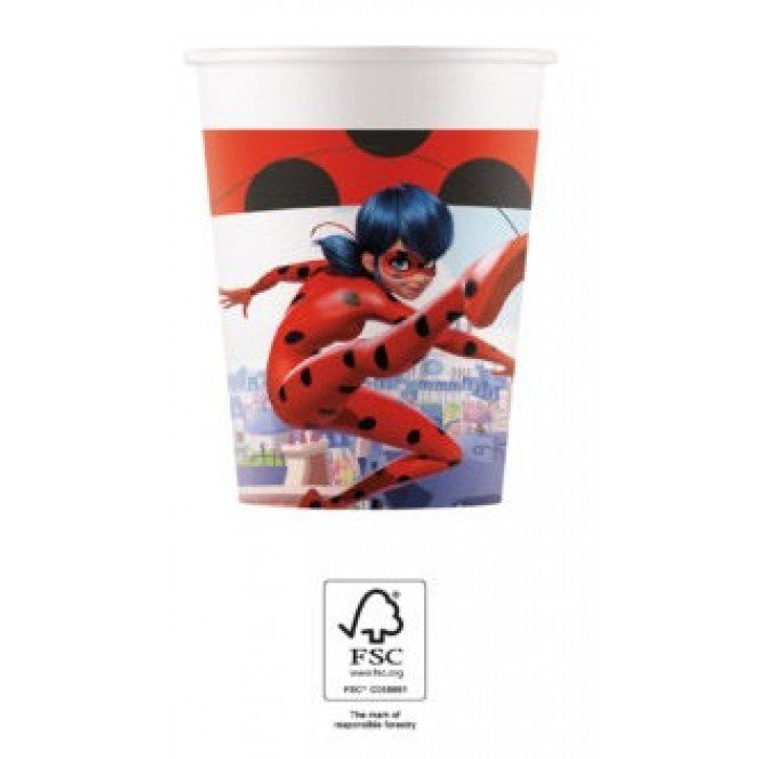 Miraculous Ladybug, Katicabogár és Fekete macska kalandjai papír pohár 8 db-os 200 ml FSC