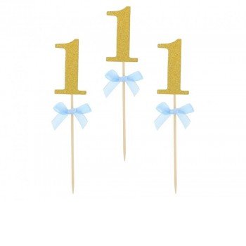 Blue 1st Birthday díszítő pálca 10 db-os Blue 1st Birthday díszítő pálca 10 db-os