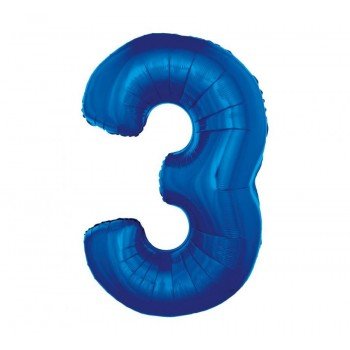 Kék 3-as B&C Blue szám fólia lufi 92 cm Kék 3-as B&C Blue szám fólia lufi 92 cm