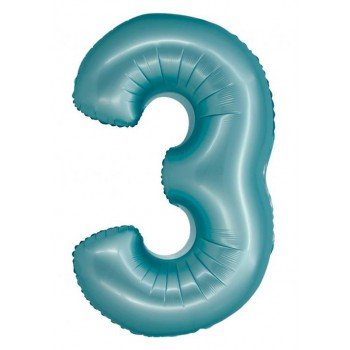 Light Blue Matt, Kék 3-as szám fólia lufi 76 cm Light Blue Matt, Kék 3-as szám fólia lufi 76 cm