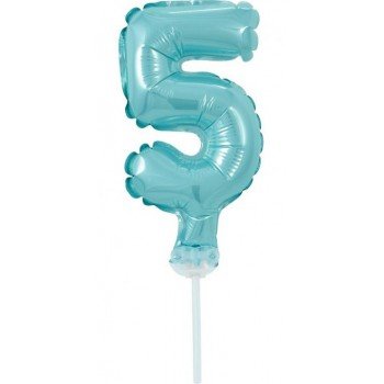 Light Blue, Kék 5-ös szám fólia lufi tortára 13 cm Light Blue, Kék 5-ös szám fólia lufi tortára 13 cm