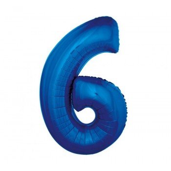Kék 6-os B&C Blue szám fólia lufi 92 cm Kék 6-os B&C Blue szám fólia lufi 92 cm