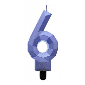 Diamond Blue Metallic, Kék számgyertya, tortagyertya 6-os