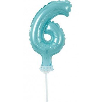 Light Blue, Kék 6-os szám fólia lufi tortára 13 cm Light Blue, Kék 6-os szám fólia lufi tortára 13 cm