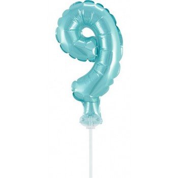 Light Blue, Kék 9-es szám fólia lufi tortára 13 cm Light Blue, Kék 9-es szám fólia lufi tortára 13 cm