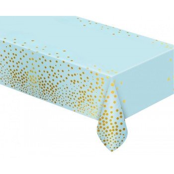 Light Blue Gold Dots, Kék asztalterítő 137x183 cm Light Blue Gold Dots, Kék asztalterítő 137x183 cm