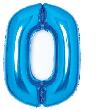 Blue, Kék 0-ás szám fólia lufi 66 cm Blue, Kék 0-ás szám fólia lufi 66 cm
