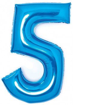 Blue, Kék 5-ös szám fólia lufi 66 cm Blue, Kék 5-ös szám fólia lufi 66 cm